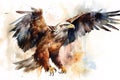 Image of beautiful watercolor painting of an eagle. Bird. illustration. Generative AI Royalty Free Stock Photo