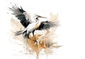 Image of beautiful watercolor painting of an egret. Bird, Wildlife Animals, Illustration, Generative AI