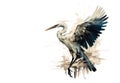 Image of beautiful watercolor painting of an egret. Bird, Wildlife Animals, Illustration, Generative AI