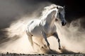 Image of a beautiful white horse is running on natural background. Wild Animals. illustration. Generative AI Royalty Free Stock Photo