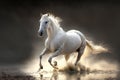 Image of a beautiful white horse is running on natural background. Wild Animals. illustration. Generative AI Royalty Free Stock Photo