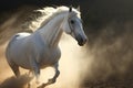 Image of a beautiful white horse is running on natural background. Wild Animals. illustration. Generative AI Royalty Free Stock Photo