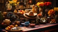 An image of a beautifully arranged display of Mexican heritage items, from sombreros to pottery, evoking the rich cultural heritag