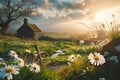 st brigids day scene in ireland with spring flowers