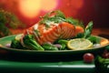 fresh salmon with vegetables