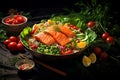 fresh salmon with vegetables