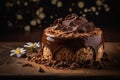 creamy chocolate cake with crunchy nuts