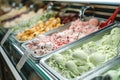 Italian Gelateria with Creamy Pistachio Gelato Display Royalty Free Stock Photo