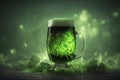 image, beer with shamrock on st patrick\'s day, generative ai