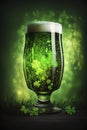 image, beer with shamrock on st patrick\'s day, generative ai