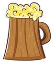 Image of beer in wooden cup, vector or color illustration