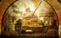 image of the best tank of the second world war t-34, made up of photos from the war