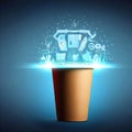 a beverage cup carrying the pressure of technology, finance, labor, environmental regulations, market share with