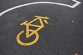 Image of Bicycle sign or icon on the road in the park. Bike path Royalty Free Stock Photo