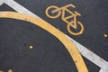 Image of Bicycle sign or icon on the road in the park. Bike path Royalty Free Stock Photo