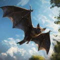 Image of a big bat are flapping their wings. Birds. Wildlife Animals. Illustration, generative AI