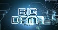Image of big data text and connected dots with cropped robotic hand in background Royalty Free Stock Photo