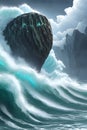 image of the big wave of water rushing through anything its passes whereby creating a powerful splash of foam. Royalty Free Stock Photo