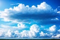 Big White Fluffy Storm Clouds in Blue Sky , Giant Cumulonimbus T made with Generative AI