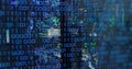 Image of binary code and data over servers Royalty Free Stock Photo