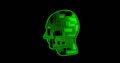 Image of binary coding with circit board head over black background Royalty Free Stock Photo