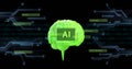 Image of binary coding data processing over ai brain Royalty Free Stock Photo