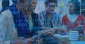 Image of binary coding and data processing over business people working in office Royalty Free Stock Photo