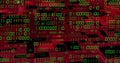 Image of binary coding data processing over circuit board on black background Royalty Free Stock Photo