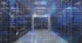 Image of binary coding data processing over computer servers in background Royalty Free Stock Photo