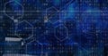 Image of binary coding data processing over computer servers in background Royalty Free Stock Photo