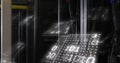 Image of binary coding and data processing over computer servers Royalty Free Stock Photo