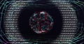 Image of binary coding data processing over connections on black background Royalty Free Stock Photo