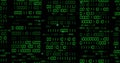 Image of binary coding and data processing over dark background Royalty Free Stock Photo