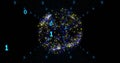 Image of binary coding data processing over globe of connections Royalty Free Stock Photo