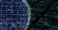 Image of binary coding data processing over globe Royalty Free Stock Photo