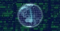 Image of binary coding data processing over globe Royalty Free Stock Photo