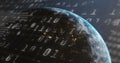 Image of binary coding and data processing over globe Royalty Free Stock Photo