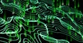 Image of binary coding data processing over network of connections Royalty Free Stock Photo