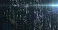 Image of binary coding and data processing over network of connections Royalty Free Stock Photo