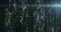 Image of binary coding and data processing over network of connections Royalty Free Stock Photo