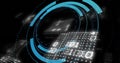 Image of binary coding data processing over scope scanning on black background Royalty Free Stock Photo