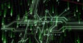 Image of binary coding and digital data processing over black background Royalty Free Stock Photo
