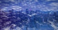 Image of binary coding and digital data processing over cityscape Royalty Free Stock Photo