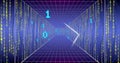 Image of binary coding and digital data processing over computer servers Royalty Free Stock Photo