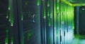 Image of binary coding digital data processing over computer servers Royalty Free Stock Photo