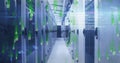 Image of binary coding digital data processing over computer servers Royalty Free Stock Photo