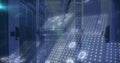 Image of binary coding digital data processing over computer servers Royalty Free Stock Photo