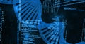 Image of binary coding digital data processing over dna strand