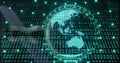 Image of binary coding digital data processing over globe Royalty Free Stock Photo