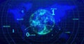 Image of binary coding digital data processing over globe and world map Royalty Free Stock Photo